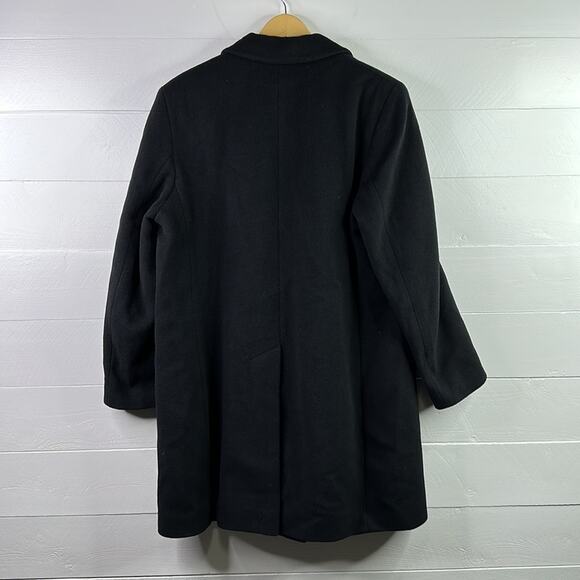 JOHN WEITZ Black Single Breasted Wool Button Up Pea Coat Jacket Size 16 - Picture 2 of 9
